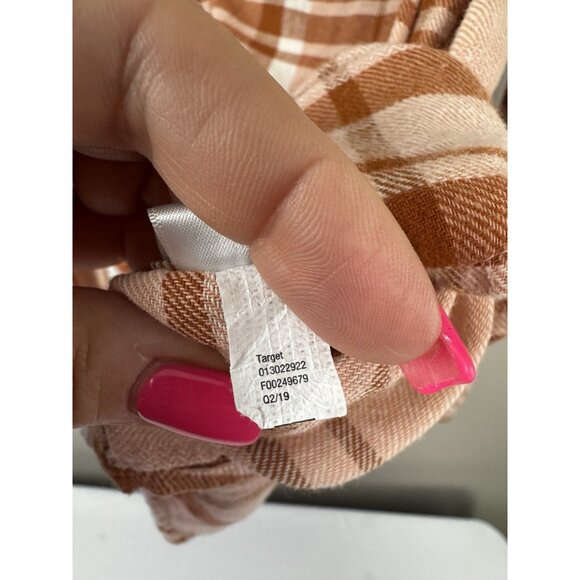 Rustic Womens XL Flannel Shirt Pink White Plaid Fall Western Coastal Boho - Picture 6 of 10